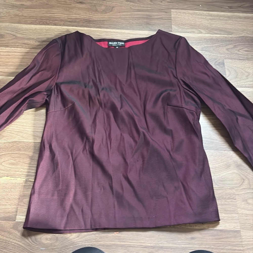 Ellen Figg long sleeve top maroon color size 8